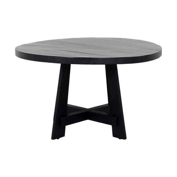 Giga Meubel - Eettafel Rond 130cm - Zwart Mangohout - Gelakt - Yvette