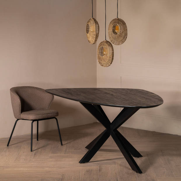 Giga Meubel - Eettafel Kiezel - Zwart - 200cm - Matrix-poot - Tafel Owen