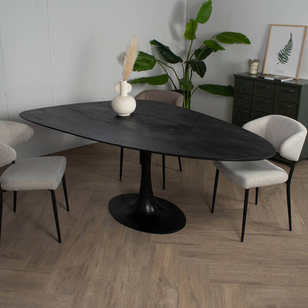 Giga Meubel - Eettafel Kiezel - Zwart - 200cm - O-Poot - Eettafel Owen