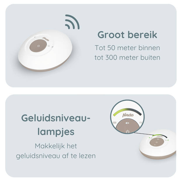 Full Eco DECT babyfoon Alecto Wit-Taupe