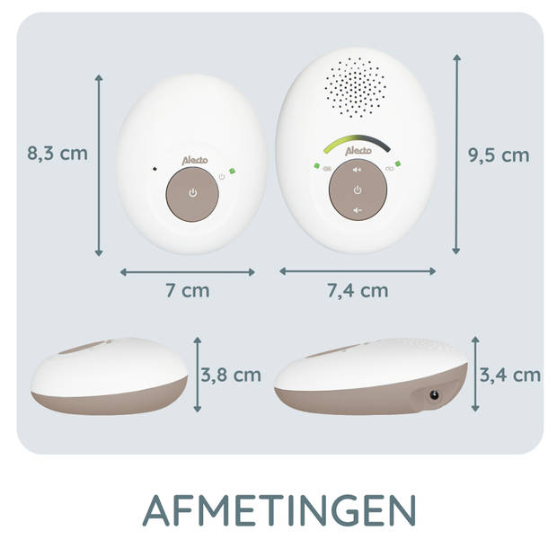 Full Eco DECT babyfoon Alecto Wit-Taupe