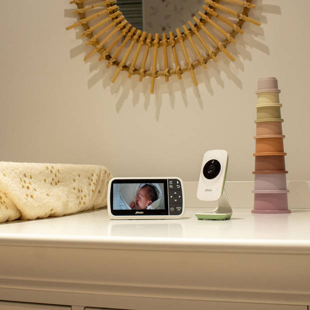 Babyfoon met camera en 4.3" kleurenscherm Alecto Wit-Mintgroen