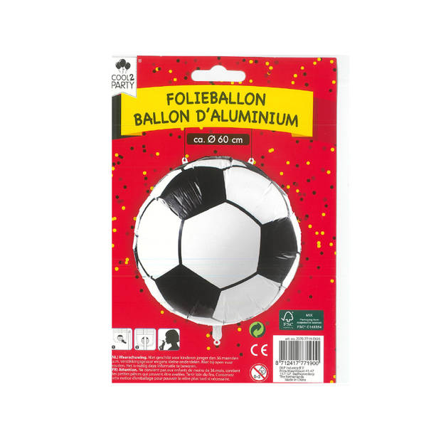 Folieballon EK/WK Voetbal Zwart/Wit - 60 cm