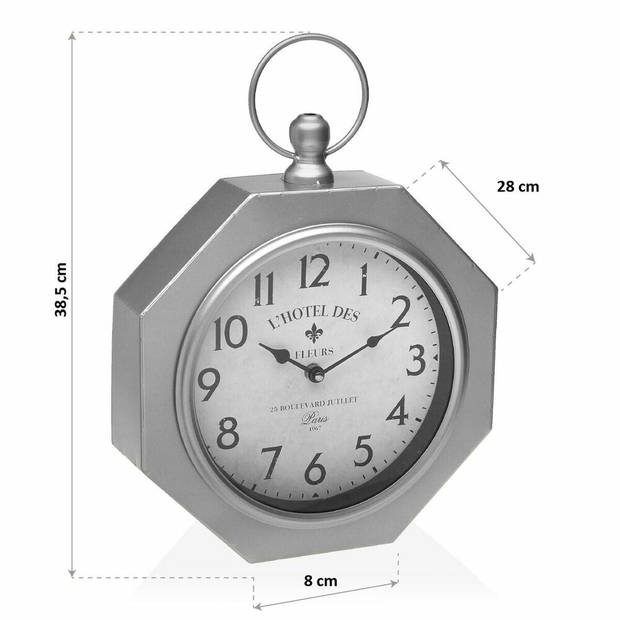 Muurklok Versa GY Metaal (28 x 8 x 40 cm)