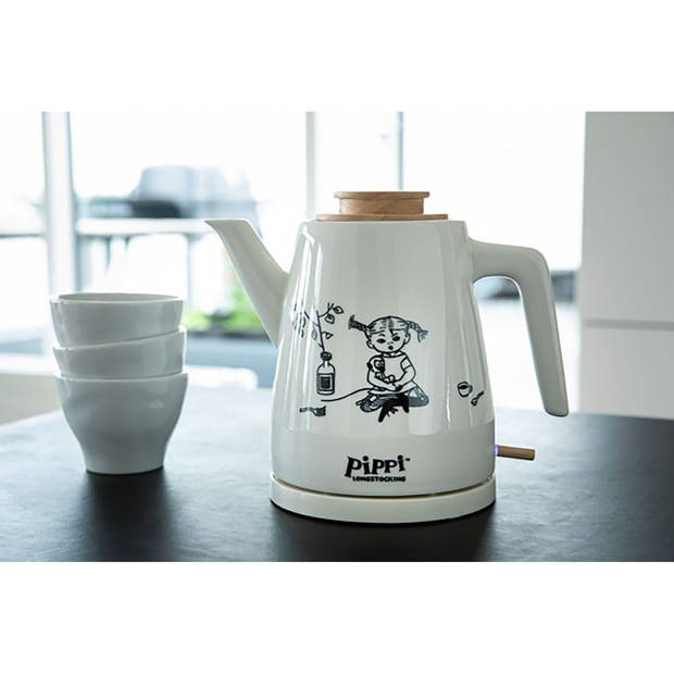 Pippi Langkous keramische waterkoker - Pippi & meneer Nilsson design Pippi Wit