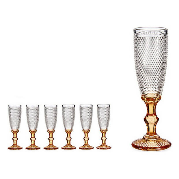 Champagneglas Punten Amber Glas 180 ml (6 Stuks)