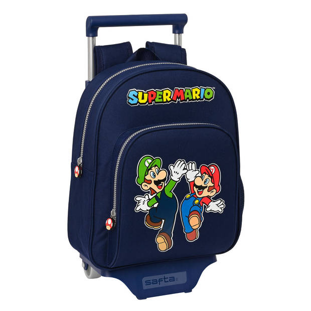 Schoolrugzak met Wielen Super Mario Marineblauw 28 x 34 x 10 cm