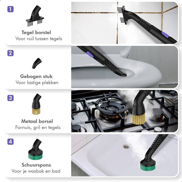 Motionflow 16-in-1 Stoomreiniger - Handstomer - Vlekkenreiniger - Diepte reiniging voor vloer, bank, badkamer en tapijt