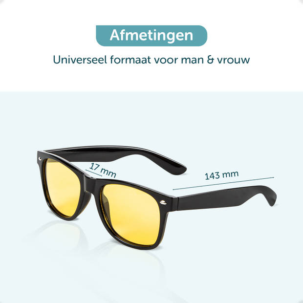 ForDig Nachtbril (Zwart)- Incl. Brillenhoes en Schoonmaakdoek - Overzetbril Auto - Opzetbril Nacht - Geel Overzet Bril