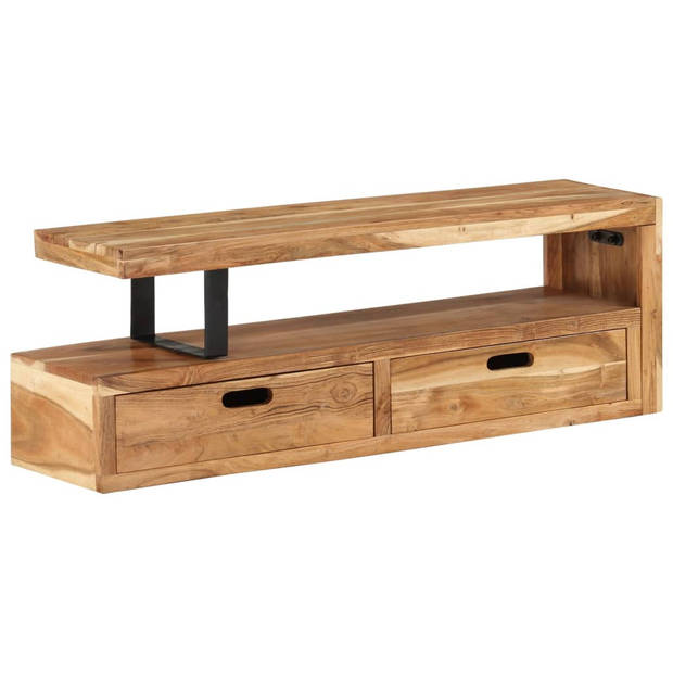 The Living Store TV-meubel - TV-meubel Massief Acaciahout - 112x30x40 cm - Inclusief opbergruimte