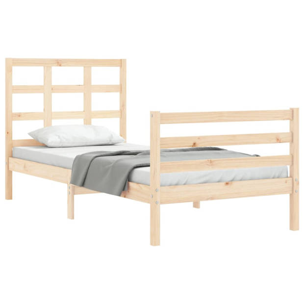 vidaXL Bedframe met hoofdbord massief hout 100x200 cm