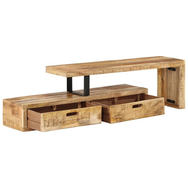 The Living Store TV-meubel Antieke Stijl - Hout - Massief Mangohout - 112 x 30 x 40 cm - Inclusief handleiding