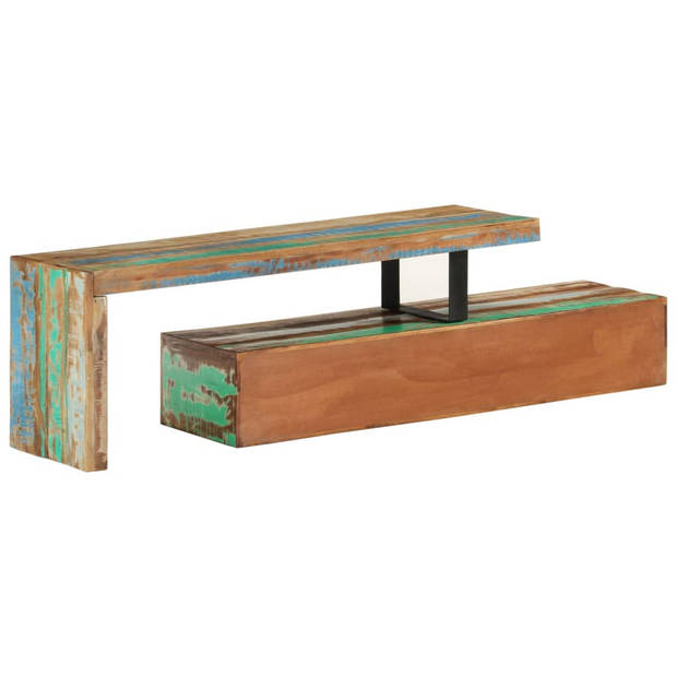 The Living Store TV-meubel Antieke Stijl - Hout - 112x30x40/112x30x20 cm - Massief gerecycled hout