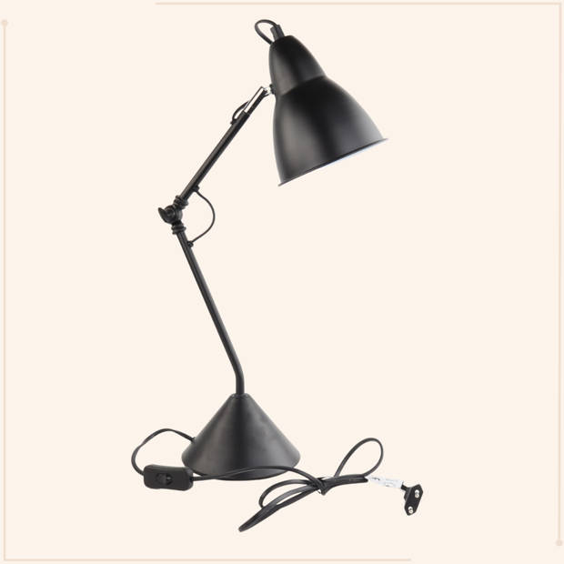 MISOU Bureaulamp - Zwart - Verstelbaar - Metaal - Retro - 25x15x62cm