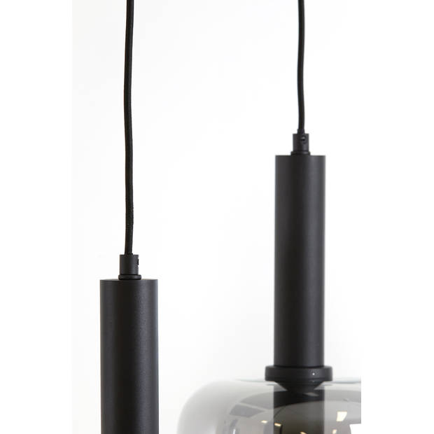 Light&living Hanglamp 5L 110x22x32 cm LEKAR zwart+smoke glas