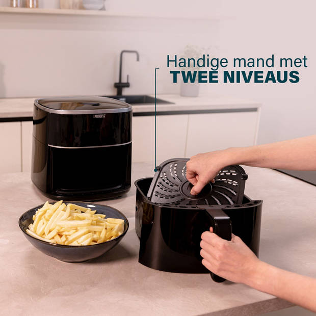 Princess 182244 Digitale Airfryer 6L – Touchscreen - 8 Programma’s - Verstelbaar Grillrack