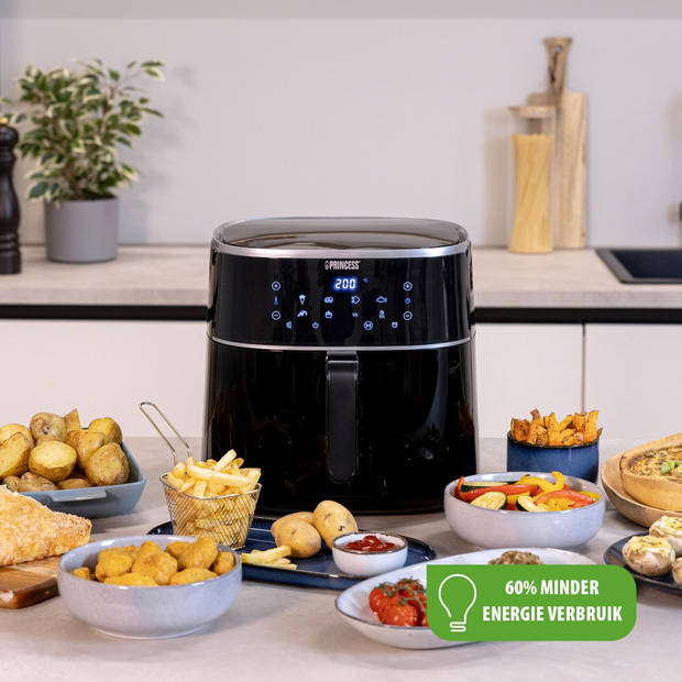 Princess 182254 Digitale Airfryer XXL - 8 Liter - Verstelbaar Grillrack - Touchscreen - 8 Programma's - 1800W