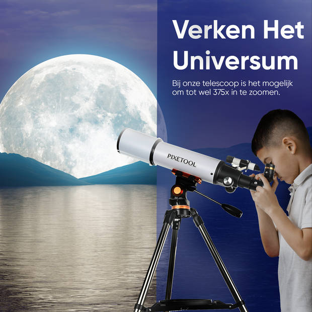 Pixetool Telescoop - 625x Vergroting - Sterrenkijker Volwassenen / Gevorderden - Inclusief Statief en Draagtas - 50080