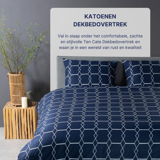 Ten Cate Katoenen Dekbedovertrek - 140x200/220 cm - Graphic Navy