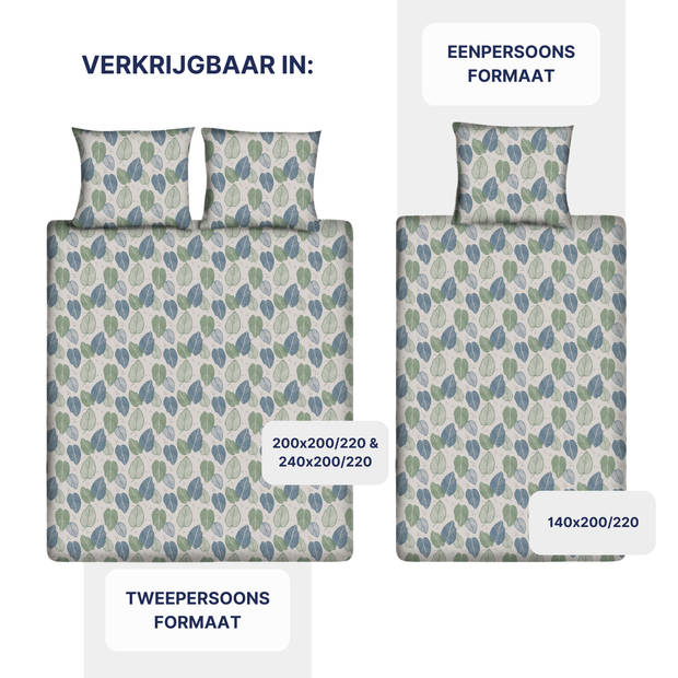 Ten Cate Katoenen Dekbedovertrek - 200x200/220 cm - Graphic Leaves