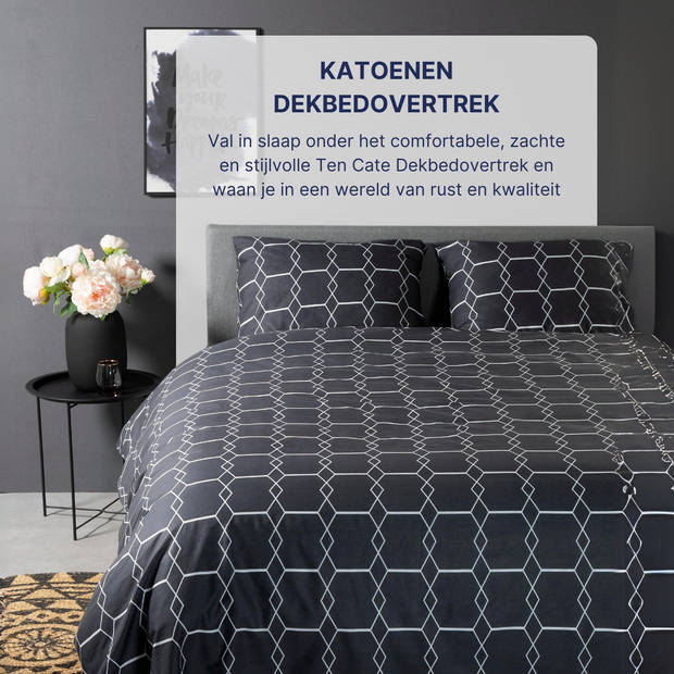 Ten Cate Katoenen Dekbedovertrek - 200x200/220 cm - Graphic Gray