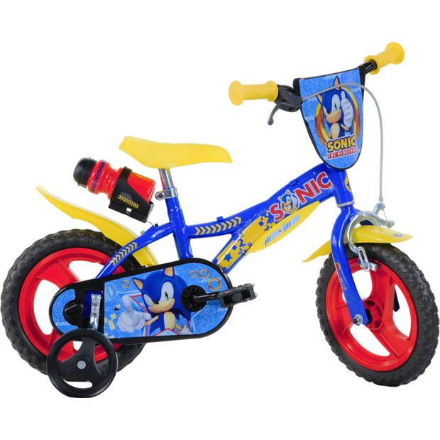 Dino Jongensfiets Sonic 12 Inch 21 cm Jongens Doortrapper Blauw/Geel