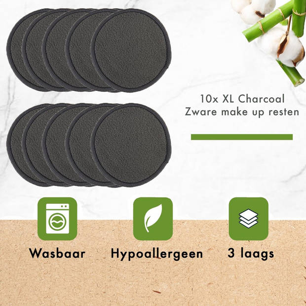 Nutty Green Hypoallergeen Bamboe Wattenschijfjes (10 stuks) - Inclusief Gratis Wasnetje - Gezichtsreiniging Set -