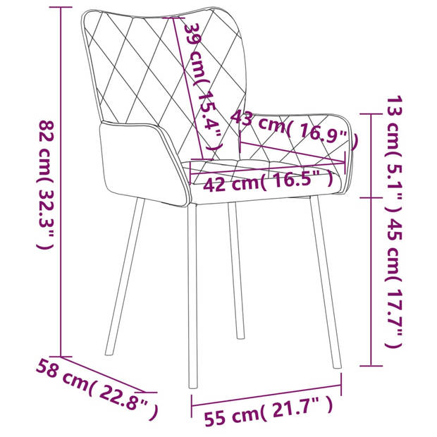 vidaXL Eetkamerstoelen 2 st stof blauw