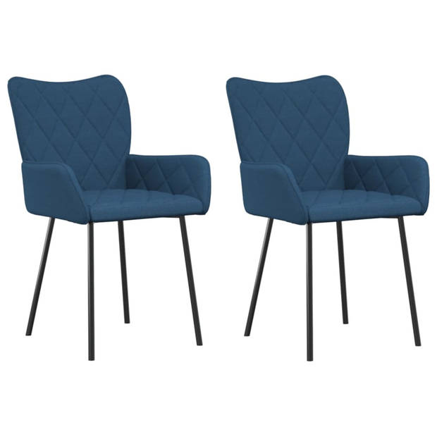 vidaXL Eetkamerstoelen 2 st stof blauw