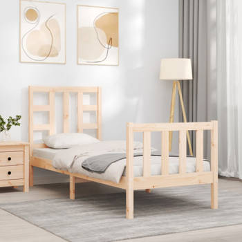 vidaXL Bedframe met hoofdbord massief hout