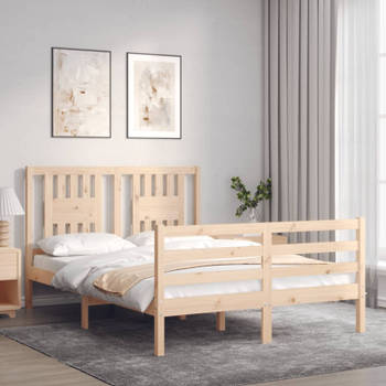 vidaXL Bedframe met hoofdbord massief hout 120x200 cm