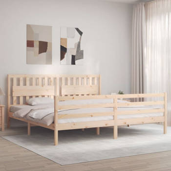 vidaXL Bedframe met hoofdbord massief hout 200x200 cm