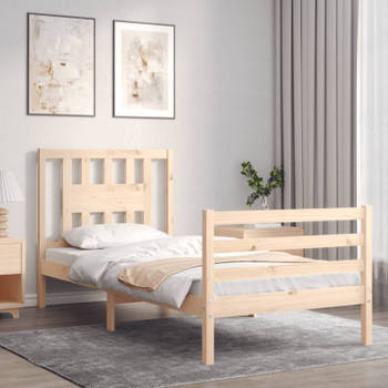 vidaXL Bedframe met hoofdbord massief hout 90x200 cm