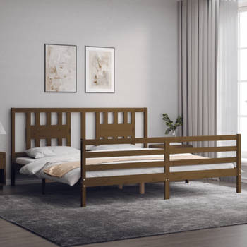 vidaXL Bedframe met hoofdbord massief hout honingbruin 200x200 cm