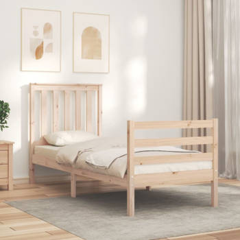 vidaXL Bedframe met hoofdbord massief hout