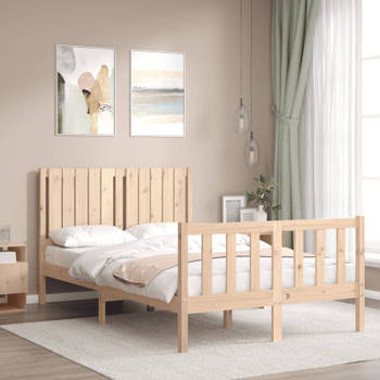 vidaXL Bedframe met hoofdbord massief hout 120x200 cm