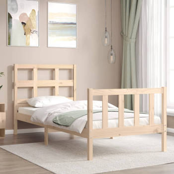 vidaXL Bedframe met hoofdbord massief hout