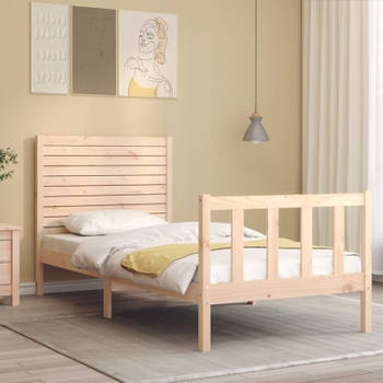 vidaXL Bedframe met hoofdbord massief hout