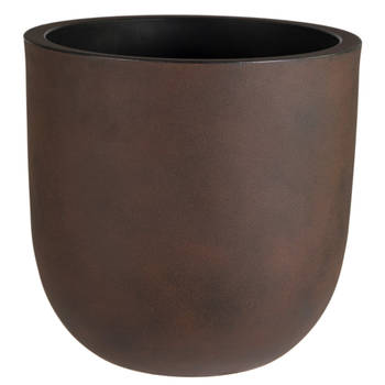 Mega Collections Plantenpot/bloempot - kunststof - roest bruin - dubbelwandig - D46 x H43 cm - Plantenpotten