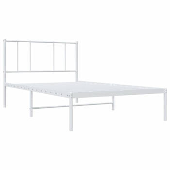 vidaXL Bedframe met hoofdbord metaal wit 100x200 cm