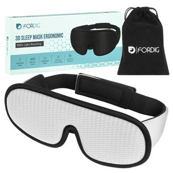 ForDig Ergonomische 3D Slaapmasker - 100% Verduisterend Oogmasker Incl. Opbergetui - Ademend Traagschuim Slaap Masker -