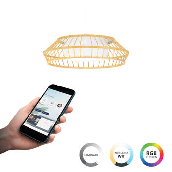 EGLO connect.z Yuku-Z Hanglamp - Ø 46 cm - Wit/Bruin - RGB