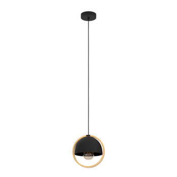 EGLO Callow Hanglamp - E27 - Ø 23 cm - Zwart/Bruin - Hout/Staal