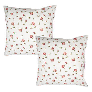 HAES DECO - Set van 2 Sierkussenhoezen - 40x40 cm - 100% Katoen - Romantic Rose