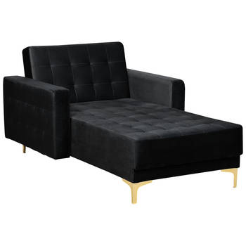 Beliani ABERDEEN - Chaise longue-Zwart-Fluweel