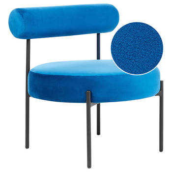 Beliani ALPHA - Fauteuil-Blauw-Fluweel