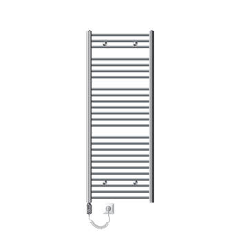 Elektrische badkamerradiator met verwarmingselement 1200W 600x1500 mm chroom gebogen met zijaansluiting