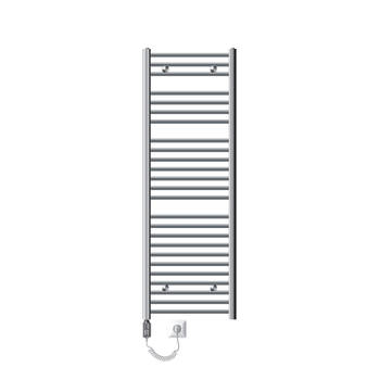 ECD Germany Badkamerradiator elektrisch met verwarmingselement 1200W - 500 x 1500 mm- chroom- gebogen met zijaansluiting