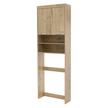 Wasmachinekast met 2 deuren en 2 open vakken 187,5x63 cm eiken look ML-Design