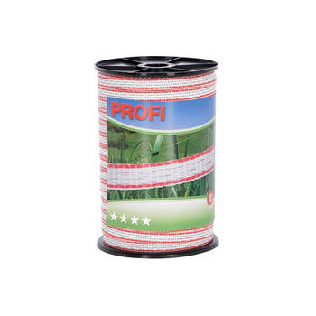 Profi afrasteringsband 12mm, 4x0,30 tric, 200m, wit/rood